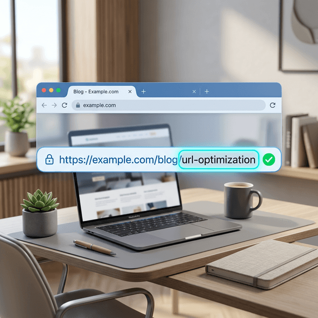 SEO strategist reviewing clean URL structures and slug patterns across a website